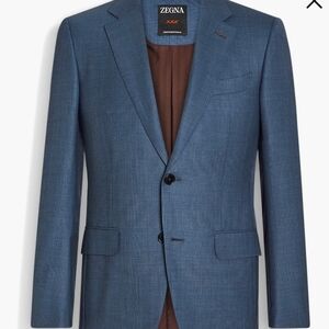 Ermenegildo Zegna Couture Centoventimilia Blue Subtle Plaid Suit Jacket 44R